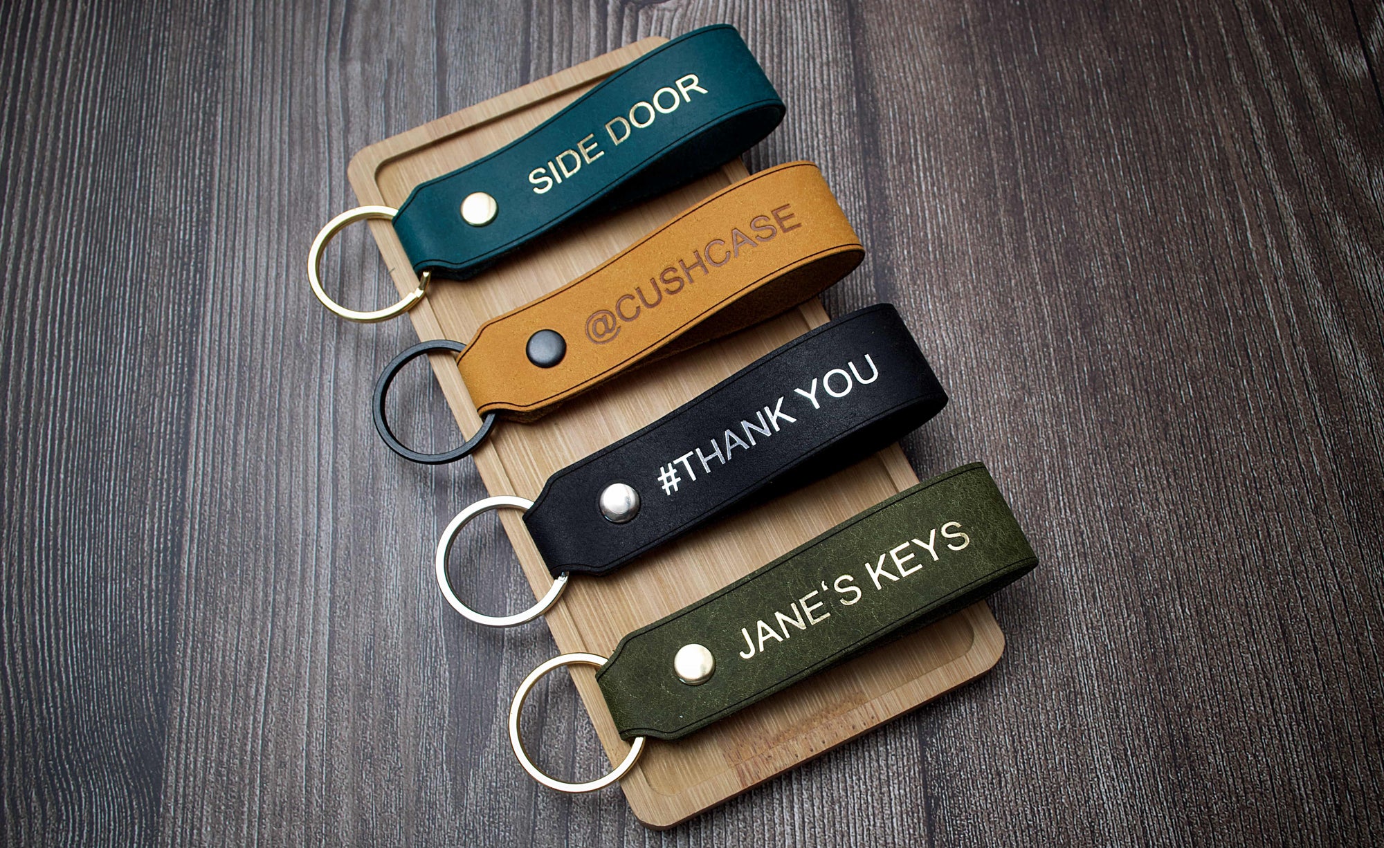 Leather Keyring - Design B